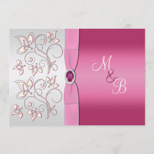 Monograminbjudan från Rosa och Silver Inbjudningar