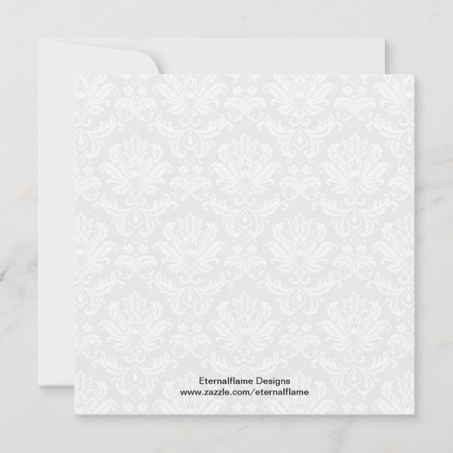 Monograminbjudan till Black Damask Wedding Inbjudningar (Framsida)