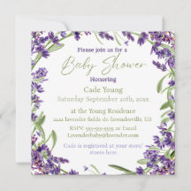 Monograminbjudan till lila Lavender Baby Shower