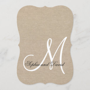 Monograminbjudan till Rustic Canvas Bröllop Anpass Inbjudningar
