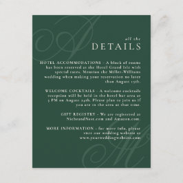 Monograminformation om Emerald Grönt Modern Kant E Tilläggskort