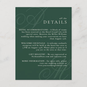 Monograminformation om Emerald Grönt Modern Kant E Tilläggskort
