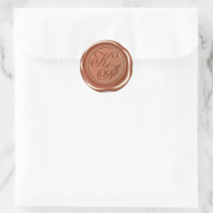 Monograminitial kuvert sigill runt klistermärke