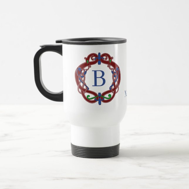 Monograminitialer Namn Keltisk Design Personlig Resemugg (Vänster)