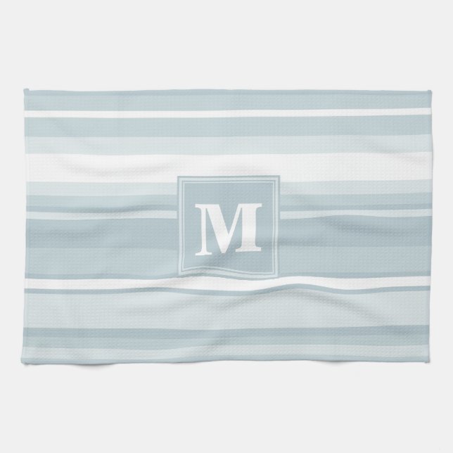 Monogramisblått rand kökshandduk (Horisontell)