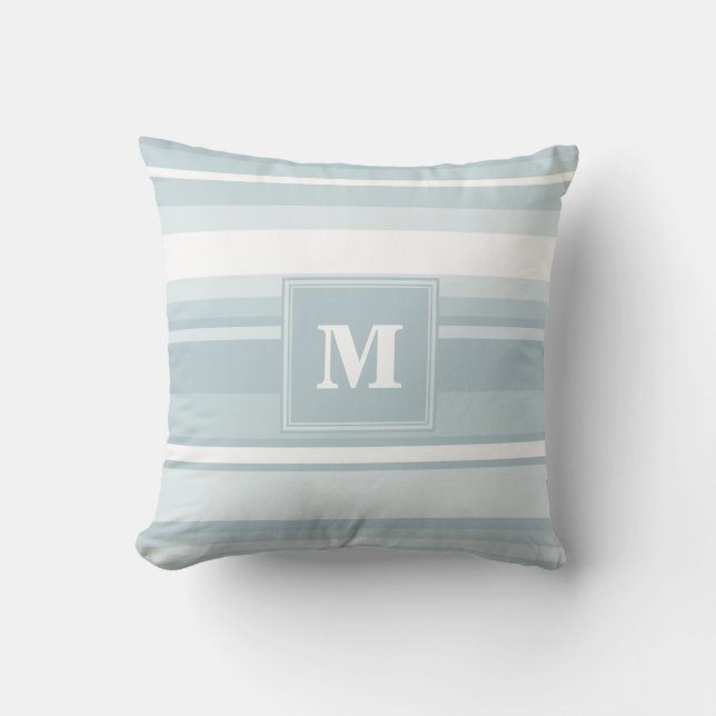 Monogramisblått rand kudde (Framsida)