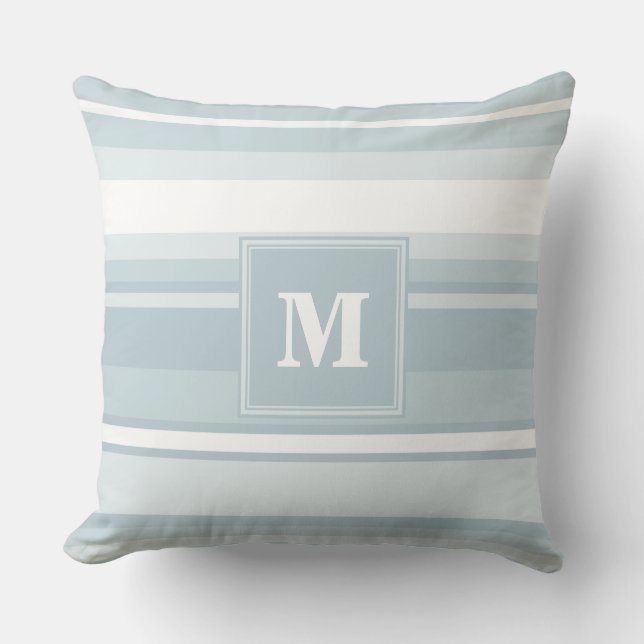 Monogramisblått rand kudde (Framsida)
