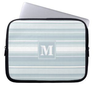 Monogramisblått rand laptop fodral