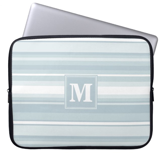 Monogramisblått rand laptop sleeve (Framsidan)