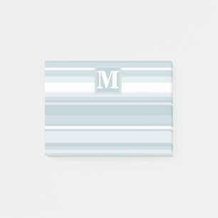 Monogramisblått rand post-it block