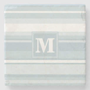 Monogramisblått rand stenunderlägg