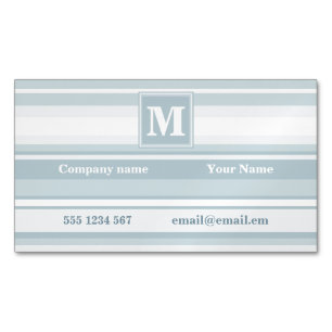 Monogramisblått rand visitkortmagnet