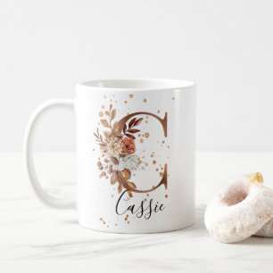 Monogramkaffe av koppar, Blommigt, Brev C, Mugg