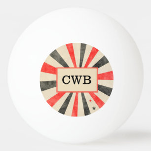 Monogramkasinosvart och röd PingPong boll