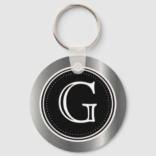 MonogramKeychain för silver trefaldiga Nyckelring