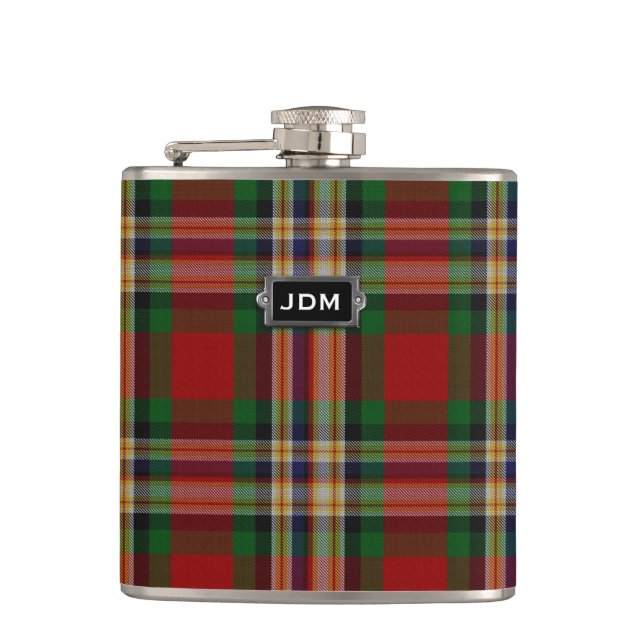 Monogramklan MacGill Tartan Randig Flask Fickplunta (Framsidan)