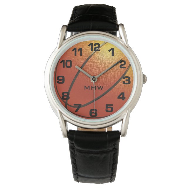 Monogramklockor av basketboll-anpassningsbar armbandsur (Framsida)