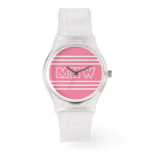 Monogramklockor för rosa Rand anpassningsbar Armbandsur