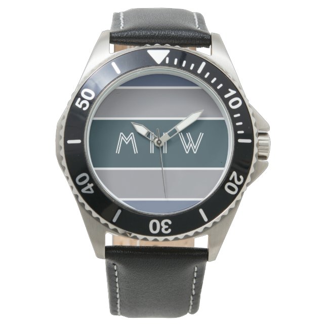 Monogramklockor i rand Mönster anpassningsbar Armbandsur (Framsida)