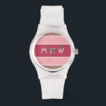 Monogramklockor i rand Mönster anpassningsbar Armbandsur<br><div class="desc">Ändra texten fält till vad du vill. Du kan också ändra teckensnittet och dess storleka och färg genom att använda funktionen "Anpassa det" och lägga till mer fält om du vill. Se min butik om du vill ha fler artiklar med och färg om den här designen.</div>