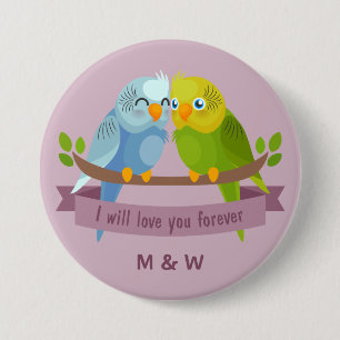 Monogramknappar för Cute Love birds anpassningsbar Knapp
