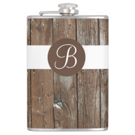 Monogramkolv av rostfritt trä fickplunta