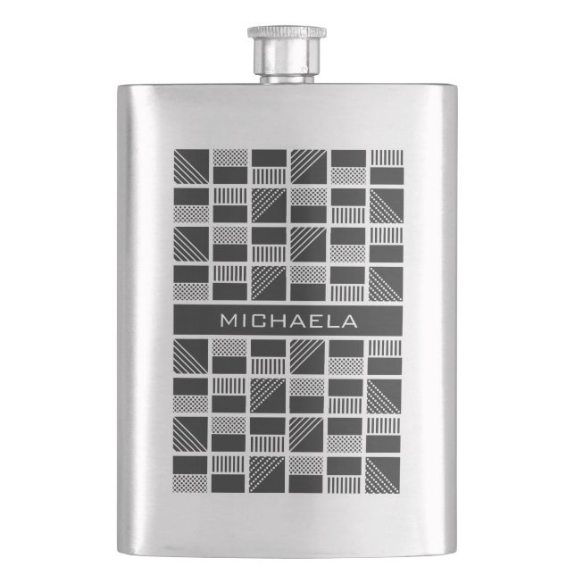 Monogramkolv för geometriska kvadrater, anpassning fickplunta (Framsidan)
