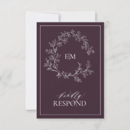 Monogramkort för Bröllop OSA av plommonläder-Vapen