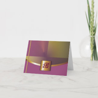 Monogramkort för lila/Guld Anteckningskort