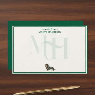Monogramkortsuppsättning för personlig Dachshund N Brevpapper