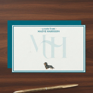 Monogramkortsuppsättning för personlig Dachshund N Brevpapper