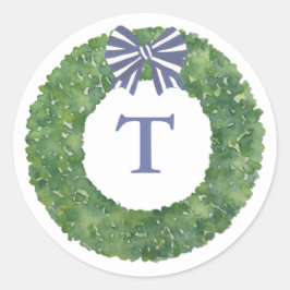 Monogramkrans med band kuvertförsegling runt klistermärke