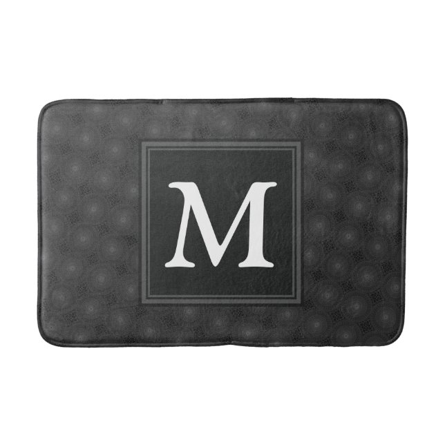 Monogramkretsar med träkol mönster badrumsmatta (Framsidan)