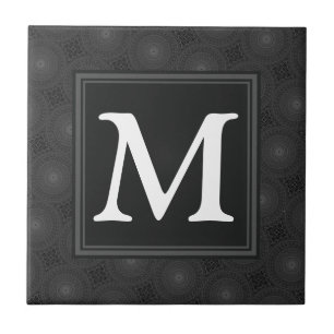 Monogramkretsar med träkol mönster kakelplatta