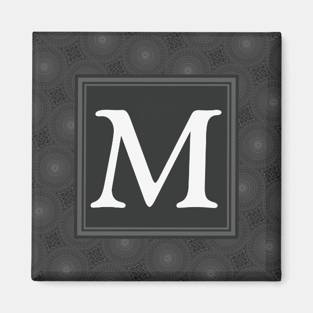 Monogramkretsar med träkol mönster magnet (Framsidan)