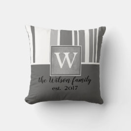 Monogramkuddar för grått och vit anpassningsbar kudde