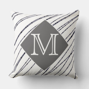 Monogramkuddar, svart och vit modern konstdesign kudde