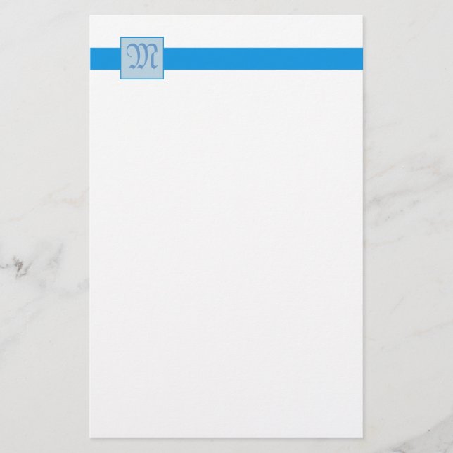 Monogramkvadrat (blå) brevpapper (Framsida)