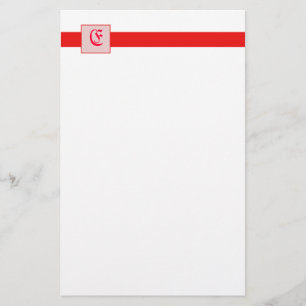 Monogramkvadrat (röd) brevpapper