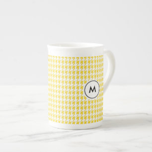 MonogramLatte muggar gula Houndstooth Benporslin Mugg