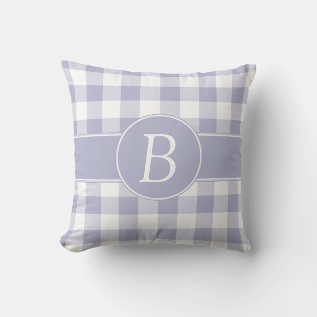 Monogramlavendel & vitGingham kudder Kudde (Framsida)