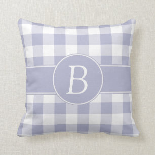 Monogramlavendel & vitGingham kudder Kudde
