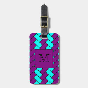 Monogramlilor och AquaHerringbone Bagagebricka