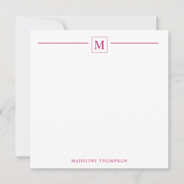Monogramlinje för modern minimalistisk grundläggan anteckningskort (Framsida)