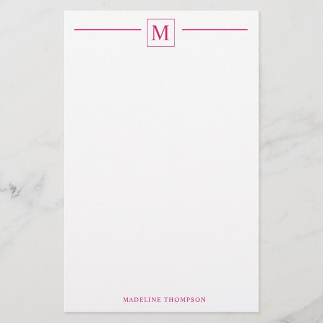 Monogramlinje för modern minimalistisk grundläggan brevpapper (Framsida)