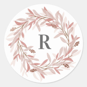 Monogramm blomsterkrans dekal runt klistermärke