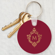 Monogramm Burgundy Vintage Elegant Falskt Guld Vap