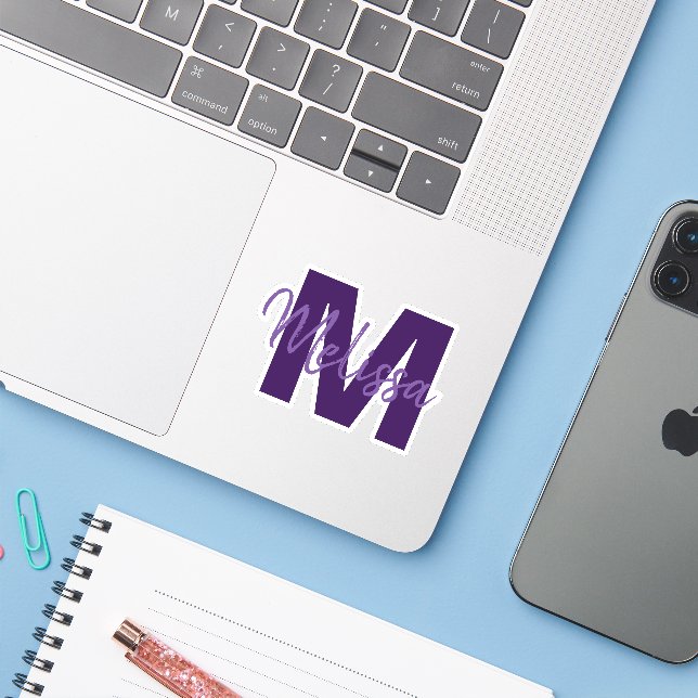 Monogramm dekal (Laptop med iPhone)