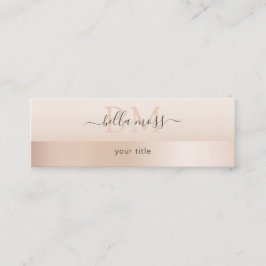 Monogramm Modern Minimal Beige Mini Visitkort