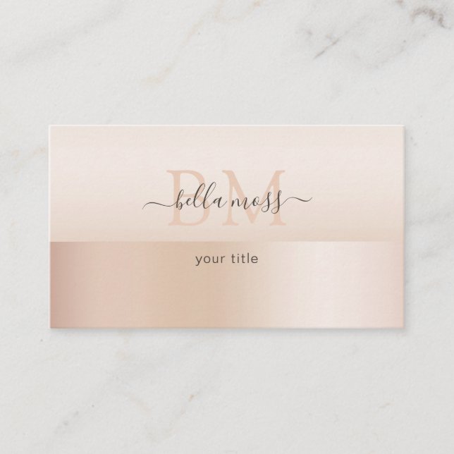 Monogramm Modern Minimal Beige Visitkort (Framsida)